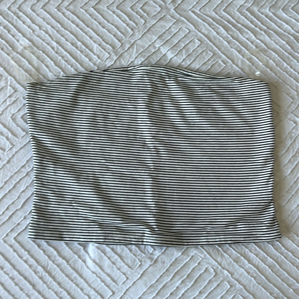 black and white striped tube top